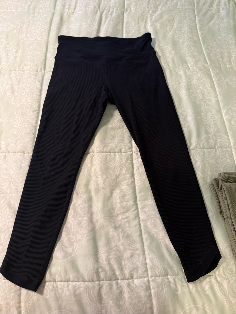 Athleta Black Ribbed Crossover Waist Leggings